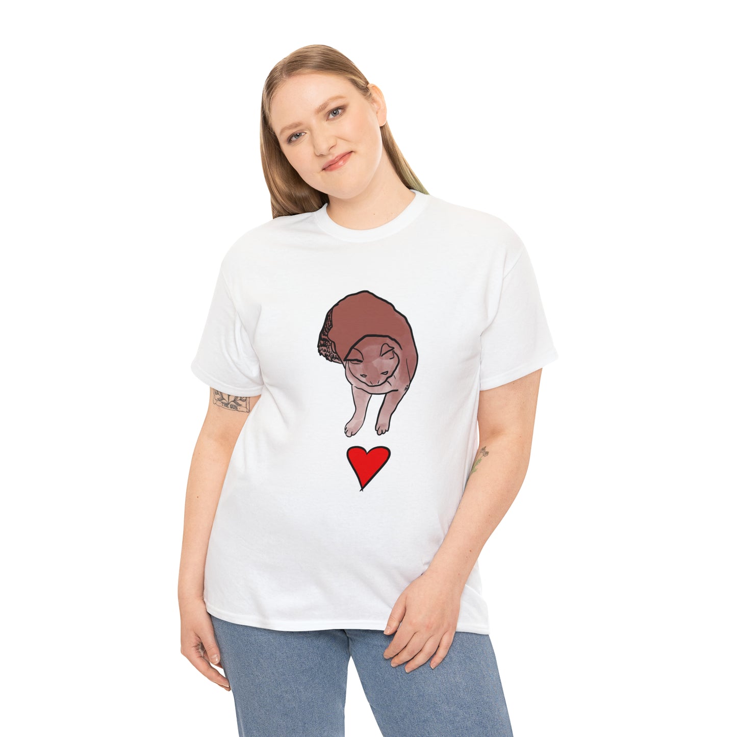 Model wearing Coco Love T Shirt | Artist designed cat T-shirt | Jaya Palmer Art