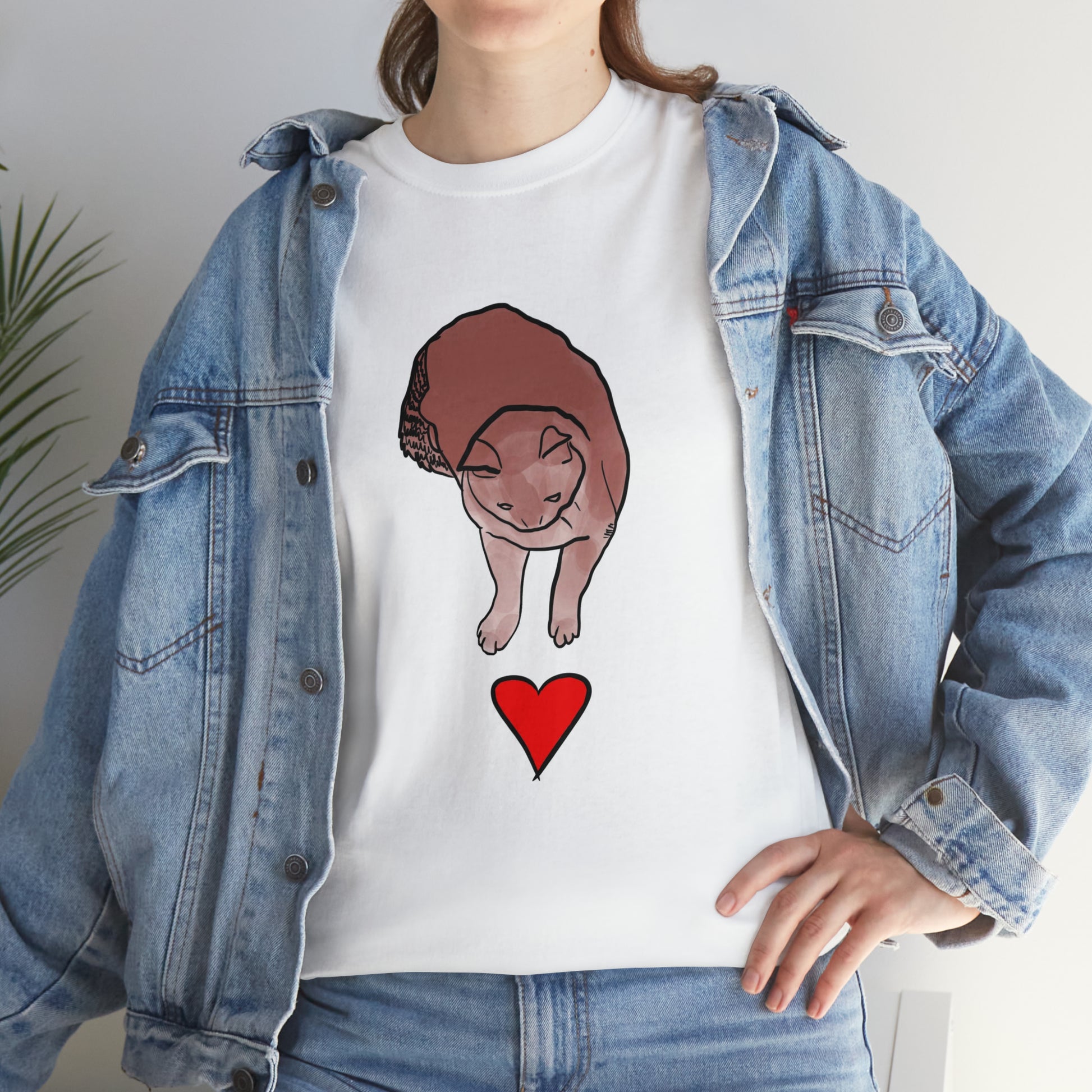 Model wearing Coco Love T Shirt | Artist designed cat T-shirt | Jaya Palmer Art