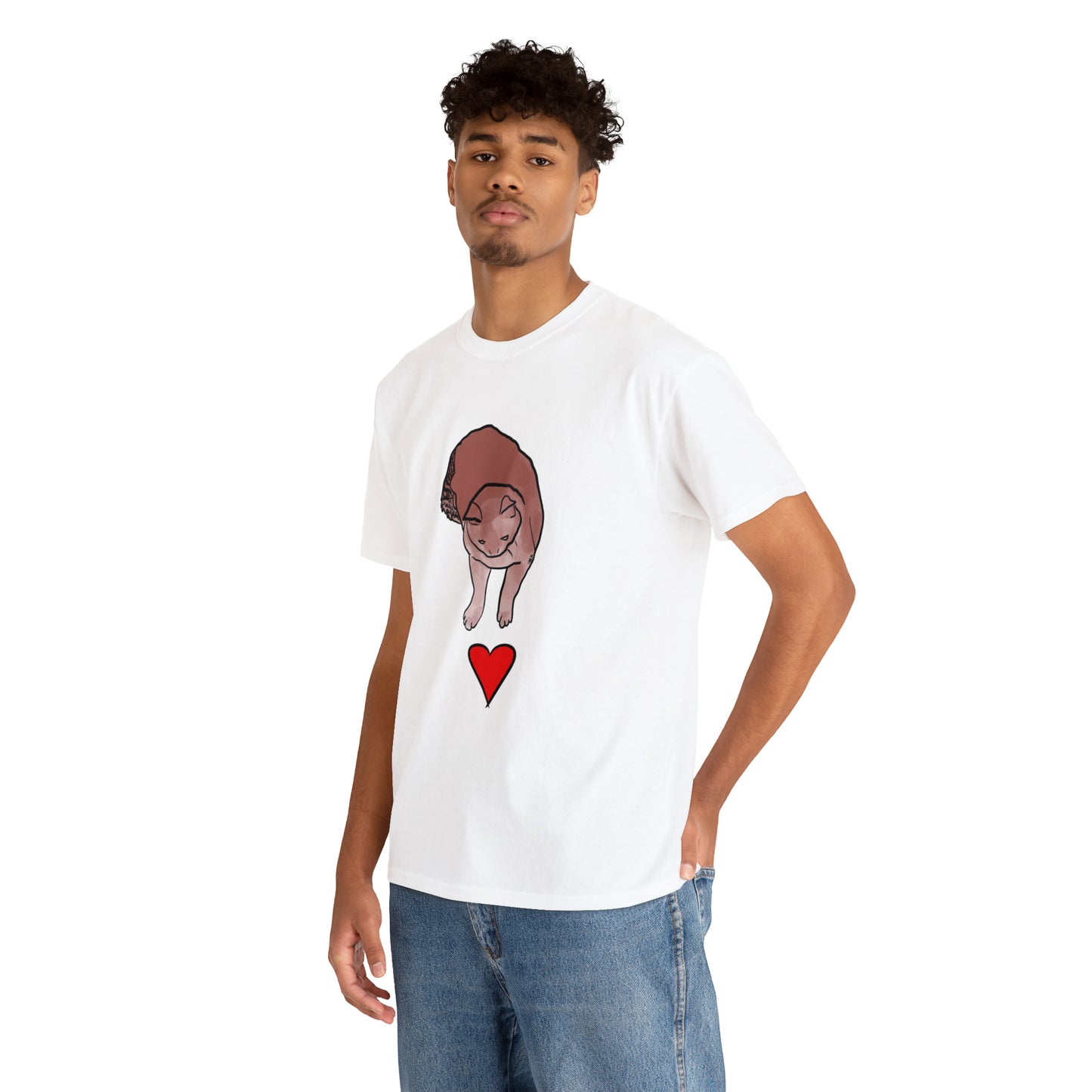 Model wearing Coco Love T Shirt | Artist designed cat T-shirt | Jaya Palmer Art